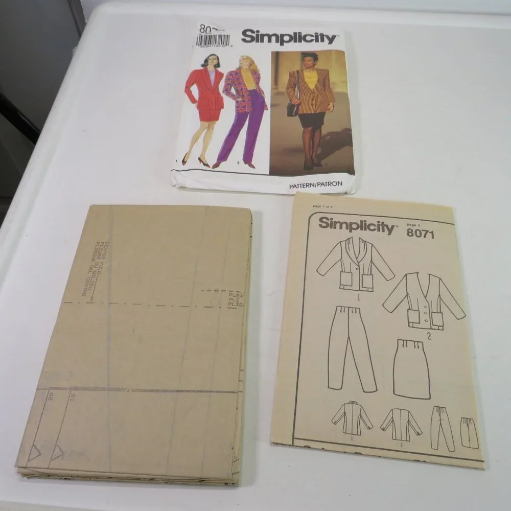 simplicity 8071 UNCUT jacket, pants, skirt sewing pattern